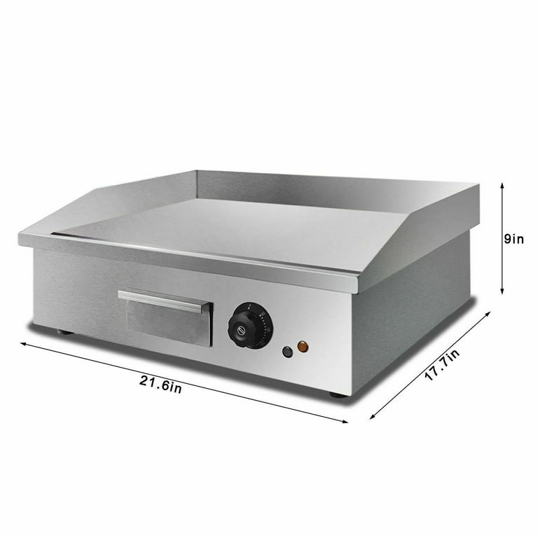 KOTEK Commercial Electric Griddle, 2000W 22” Flat Top Griddle, Stainless Steel Frame & Drip Tray, Adjustable Temperature Control 122°F-572°F