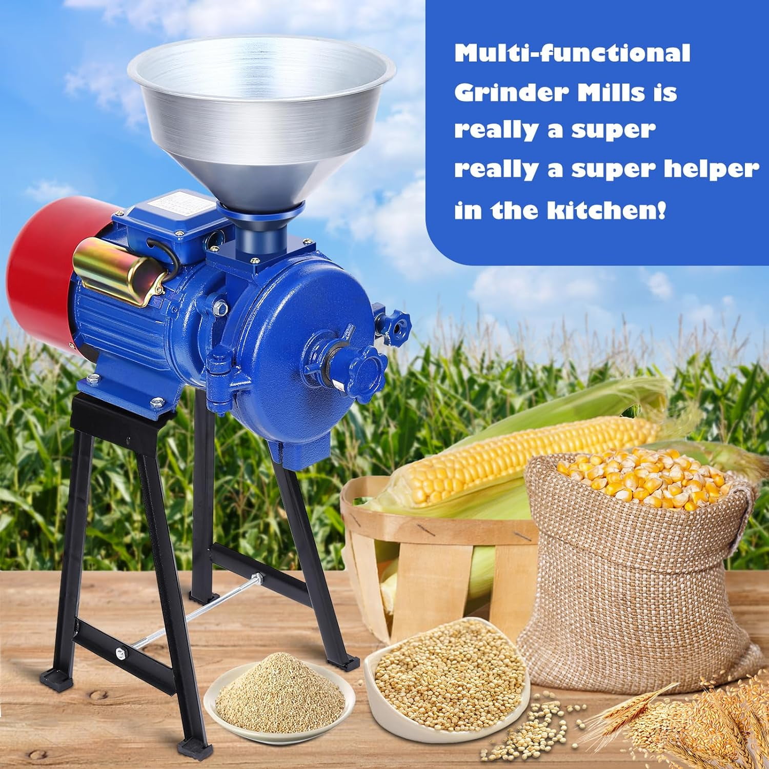 EAYSG Electric Grain Mill Grinder Corn Grinder,3000W 110V Commercial Electric Corn Grinder with