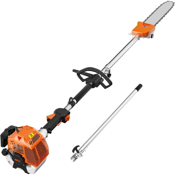EAYSG Gas Pole Saw, 48CC 2 Stroke Gas Powered Pole Saws with 10 in Cutting Bar, Cordless Tree Trimmer,7 to 9.5 ft Extendable, Powerful Chainsaw for Tree Trimming Pruning