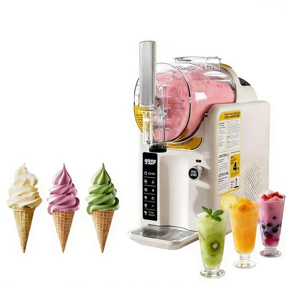 EAYSG Ice Cream & Slushie Machine | Frozen Drink Maker with 5 Presets | Auto-Clean, No Ice Needed | Quiet Operation with LED Display | for Milkshakes, Margaritas, Smoothies & More,White