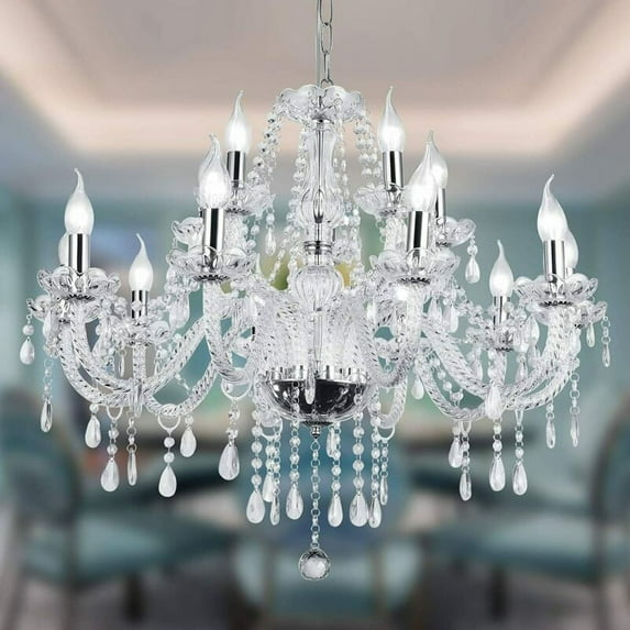 EAYSG Modern Elegant Chandelier Ceiling Lighting European Style Dining Crystal Glass Pendant