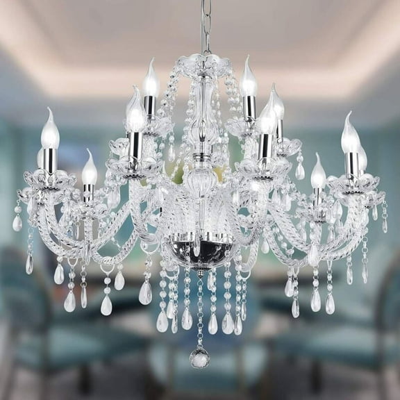 EAYSG Modern Elegant Chandelier Ceiling Lighting European Style Dining Crystal Glass Pendant