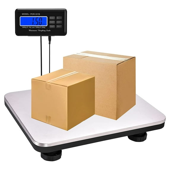 EAYSG Shipping Scale 660lbs LCD Digital Postal Scale, Stainless Heavy Duty Postage Scale for Packages, 300kg Capacity Platform Scale for Shipping Weighing(14inch X 12inch)