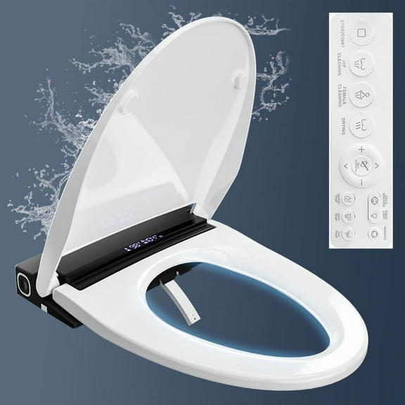 EAYSG Smart Bidet Toilet Seat - Heated Elongated Seat w/ Warm Water & Dryer, Wireless Remote, Feminine & Posterior Wash, Child Mode, Self-Clean