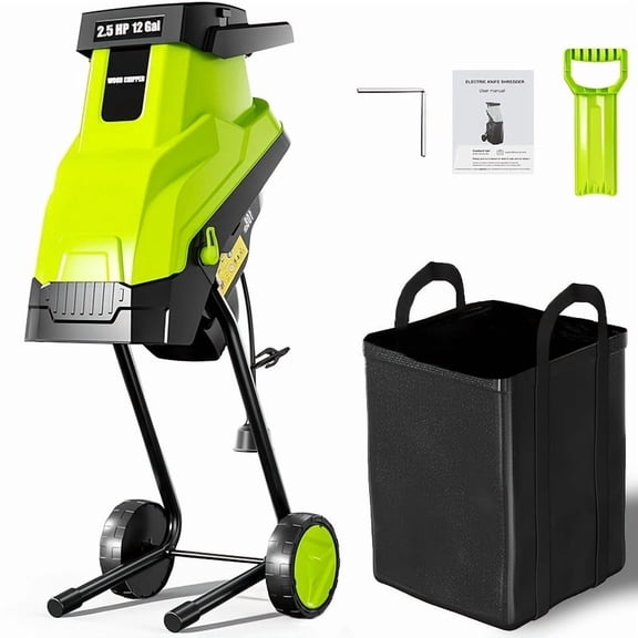 EAYSG Wood Chipper, 15-Amp 1.8" Cutting Diameter Electric Wood Chipper & Shredder with 45L Collection Bag, Efficient Mulcher for Easy Clean up Ideal for Yard Waste and Branches