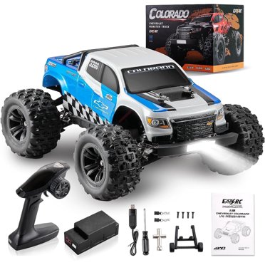 EAZYRC Fast RC Trucks for Adults 1/18 Chevrolet Colorado Off-Road RC Trucks, 4X4 RTR Brushless RC Trucks, 45+km/h Speed, Hobby Electric RC Monster Trucks, Oil Filled Shocks,RC Trucks Blue