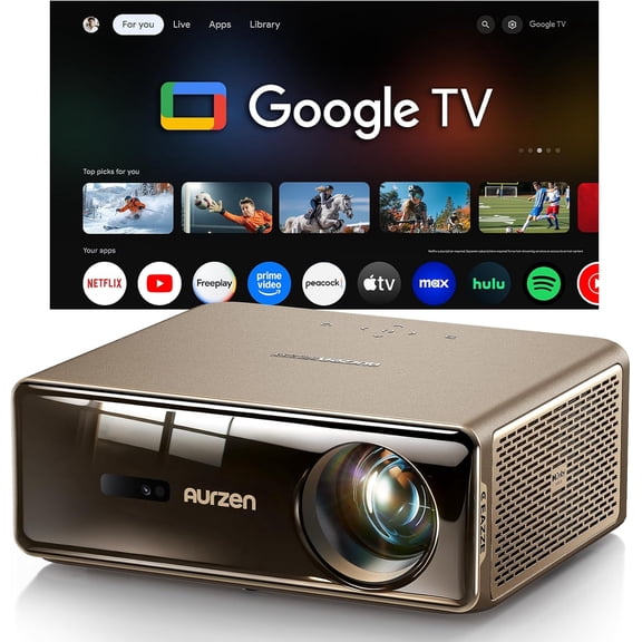 EAZZE D1 MAX Upgraded Google TV Smart Projector 4K Supported, Ultra-Bright 1000 ANSI Lumens, MEMC Tech, Full Automatics, 20W DoIb Audio, Home Theater Movie Projector with WiFi and Bluetooth