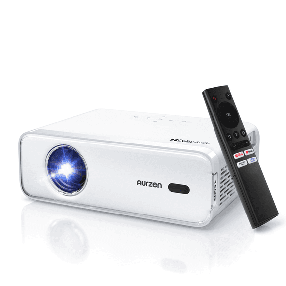Aurzen Smart Projector with WiFi and Bluetooth, NetfIix Officially Licensed, Native 1080P, Auto Focus & Keystone, DoIby Audio, Portable Mini Projector for Outdoor Movies and Home Theater