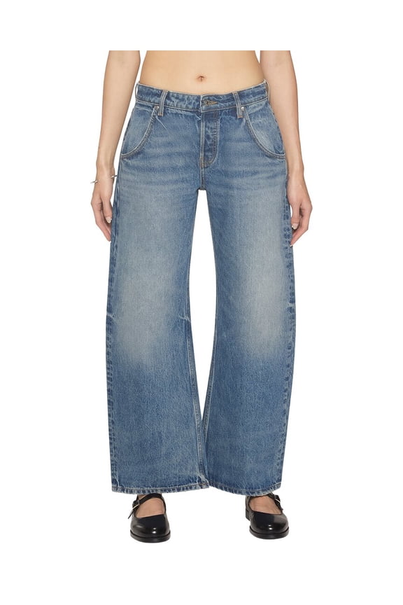 womens Enzo Cropped Mid Rise Barrel Jean, 29