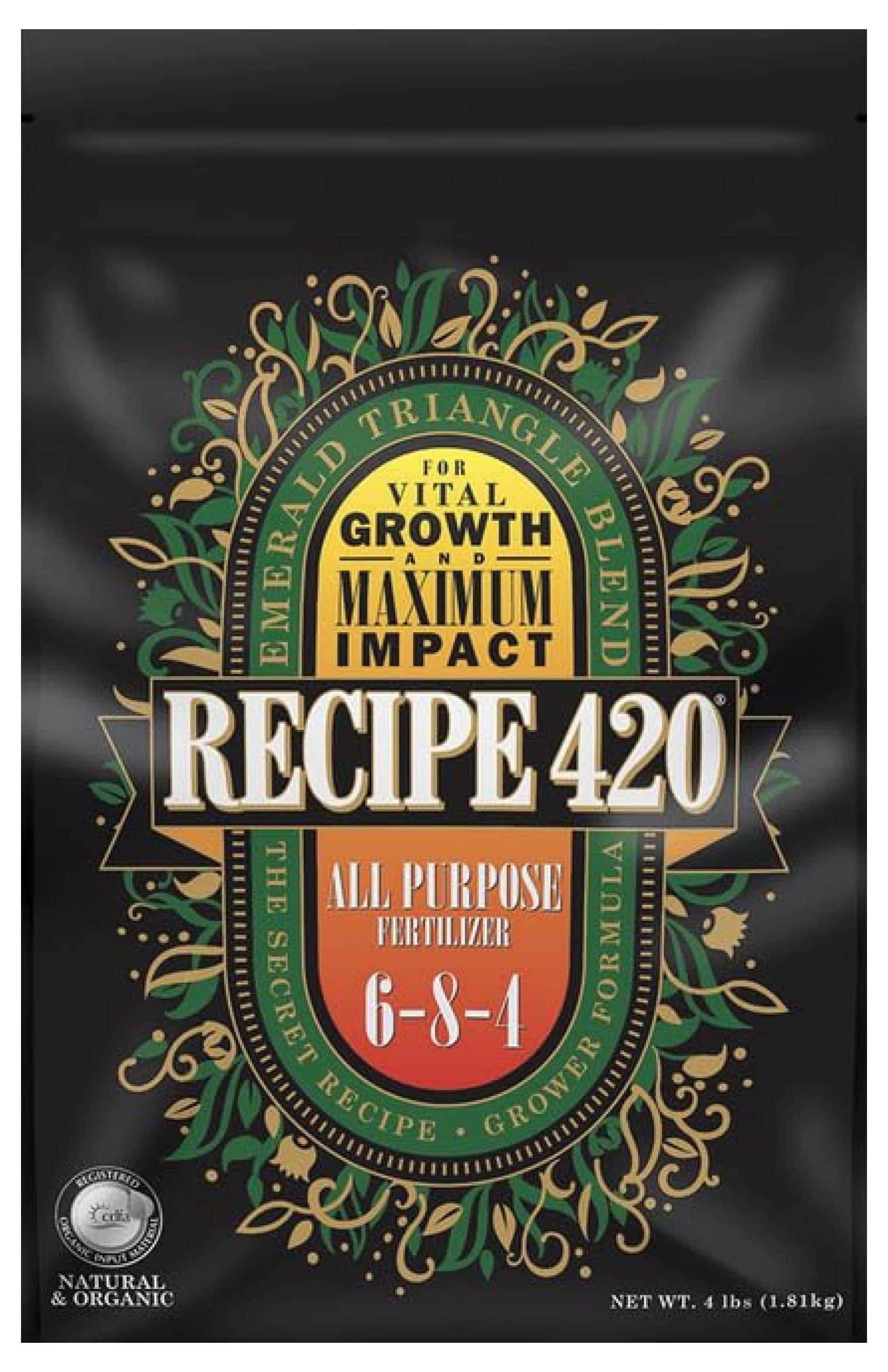 EB Stone Recipe 420 Organic All-Purpose Fertilizer 6-8-4, 4lb - Plant Food for Vigorous Growth, Natural & Organic Formula, Soil Revitalizer for Vegetative Stage