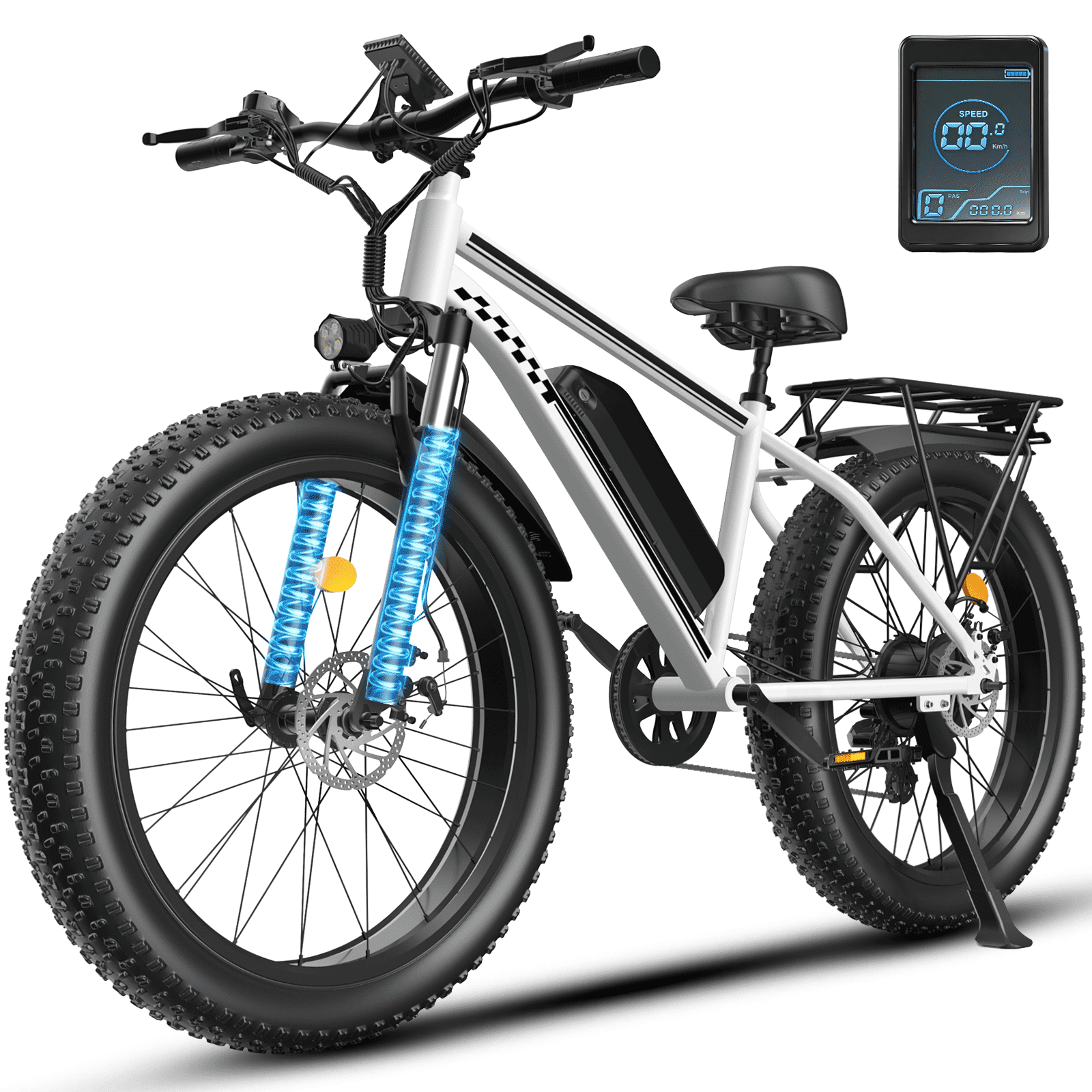 Electric Bike for Adults, 750W 28MPH 65 Miles,26" Fat Tire E-Mountain Bicycle with 48V 15Ah Removable Battery,Shimano 7-Speed,UL2849