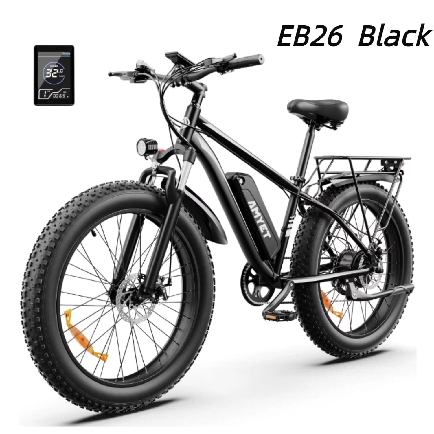 EB26 Adult Electric Bike (Black), 1000W brushless motor, top speed 28 mph, high-carbon steel frame, 48V electric mountain bike, UL 2849 certified