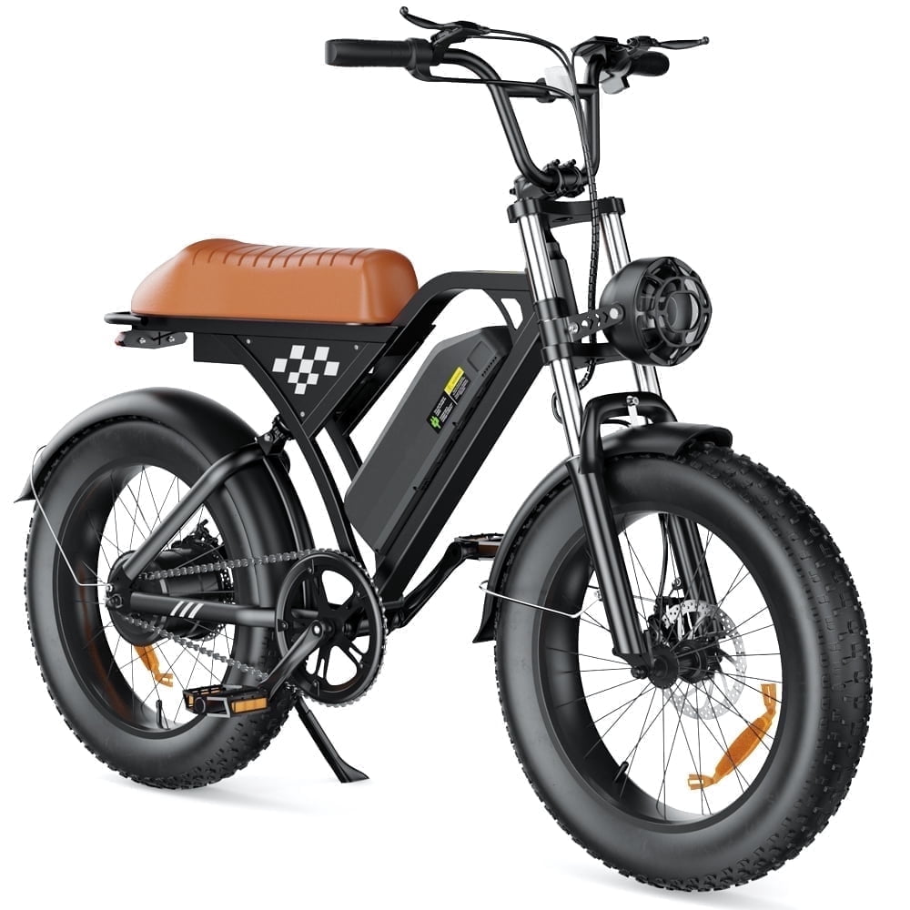 1000W Adult Electric Bike,Top Speed 20mph,Range 65 Miles,20*4.0" Fat Tire E-Bike with Intelligent Display,Front and Rear Suspension
