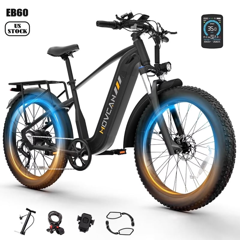 EB60 Electric Bike for Adults, 2000W Peak Motor Up to 35MPH, 26" Fat Tire Ebike for Mountain Off-Road, 52V 20.8AH Battery 70 Miles,Shimano 7 Speed & Hydraulic Brakes