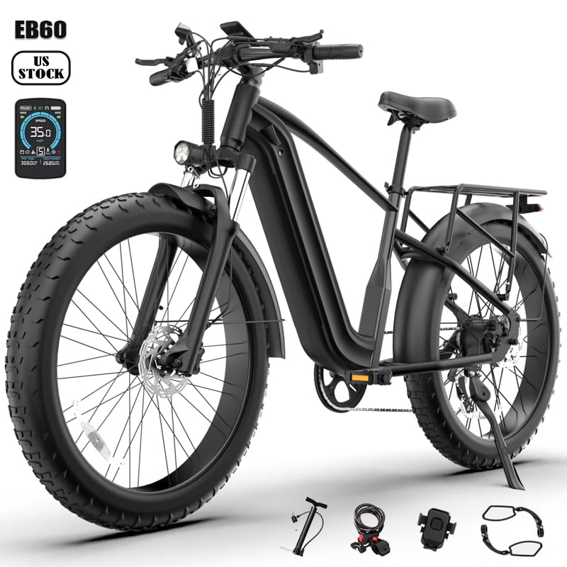 EB60 Electric Bike with NFC Start for Adults,26" Fat Tire Ebike, Peak 2000W Motor 35MPH, 52V 20.8AH Battery 70 Mile Range,Shimano 7 Speed Hydraulic Brakes UL2849