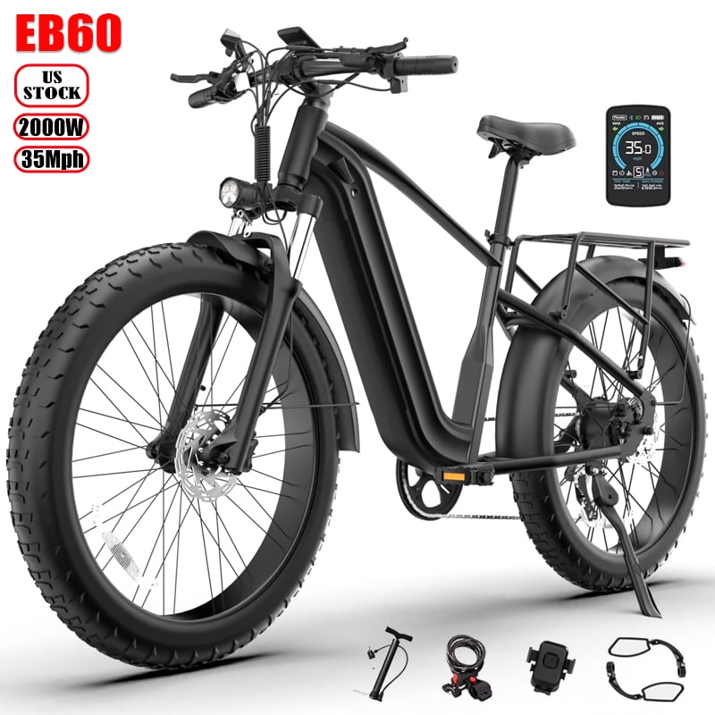 EB60 Fat Tire Electric Bike for Adults, 2000W Motor 35MPH Off-Road Ebike, 52V 20.8AH Battery 70 Miles,Shimano 7 Speed Hydraulic Brakes & NFC, UL2849