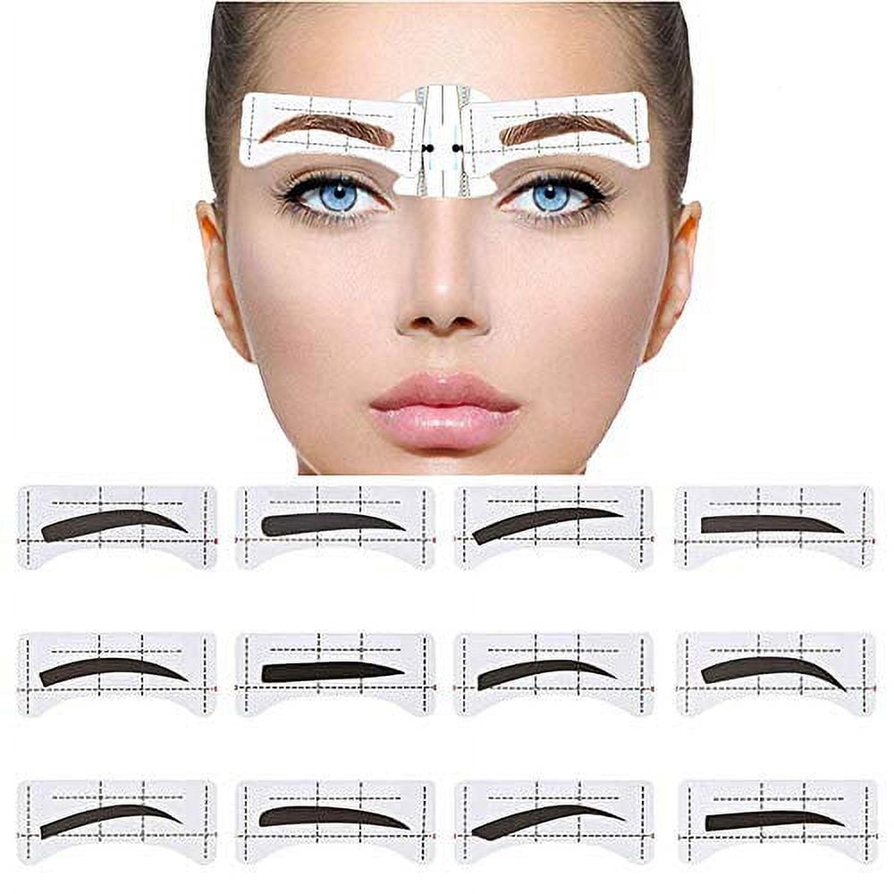 EBANKU 96Pcs Eyebrow Stencil, 48 Pairs Eyebrows Shape Stickers Shaping Template
