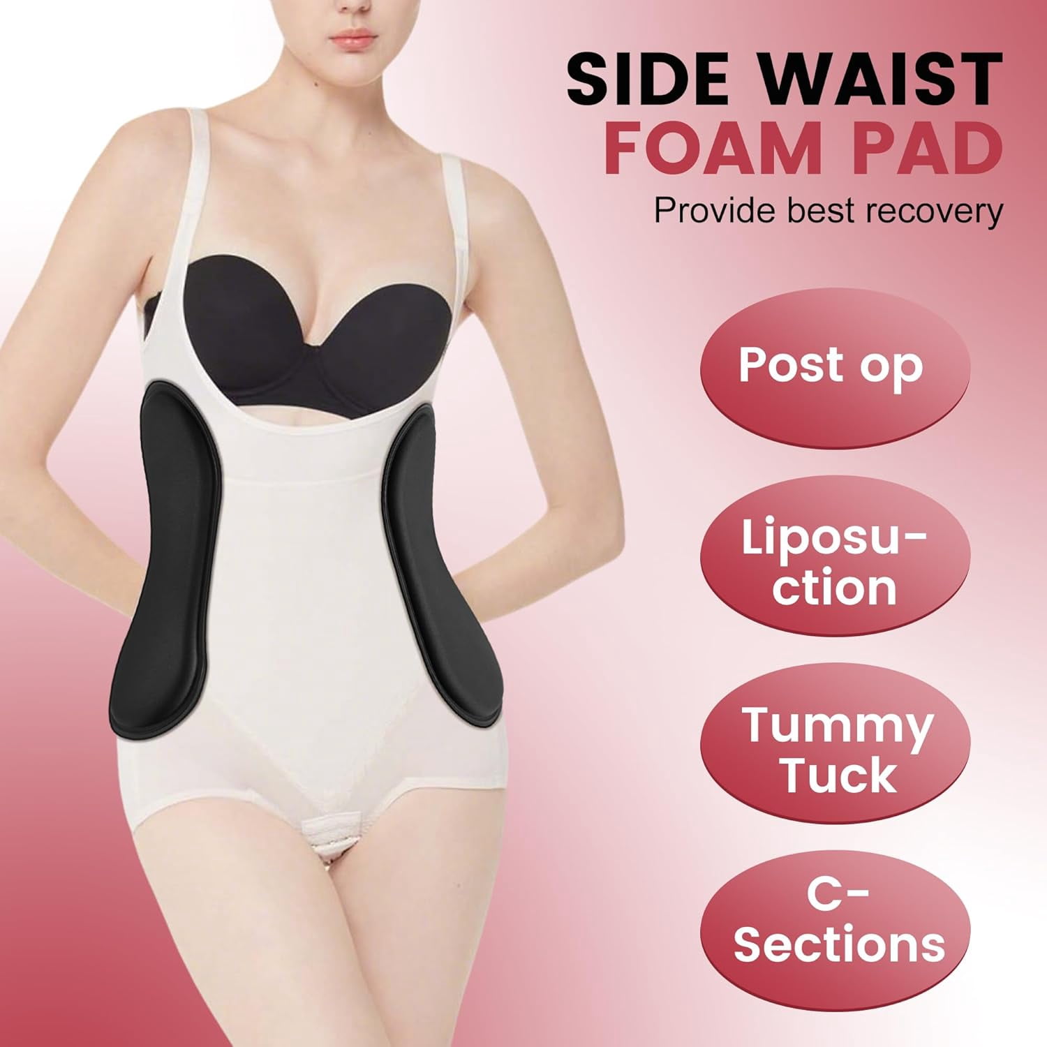 Post-Surgery Abdominal Foam Pads - Lateral Lipo Boards For Use With Compression Garments After Liposuction, Tummy Tuck, C-Section