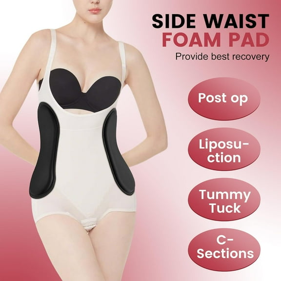 EBAOKUUP 2Pcs Post Surgery Lipo Foams, Abdominal Side Compression Board, 11.8'' x 5.5'' Black Lipo Foam Lateral Protector for Post Surgery Recovery Waist Filling Skin Anti-Sagging