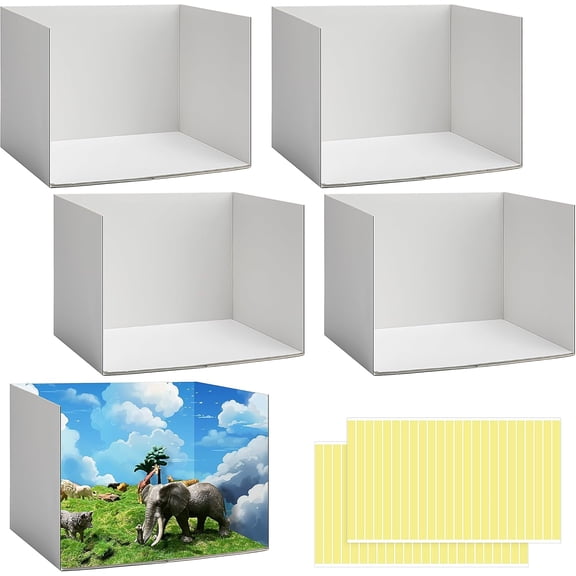 Ebaokuup 4 Pcs 11.8" x 8.7" x 8.3" Cardboard Diorama Kit with Tapes for Display