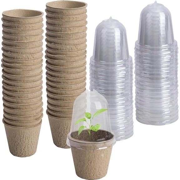 Ebaokuup 40 Pcs 2.3" Biodegradable Peat Pots with Humidity Dome for Seedlings
