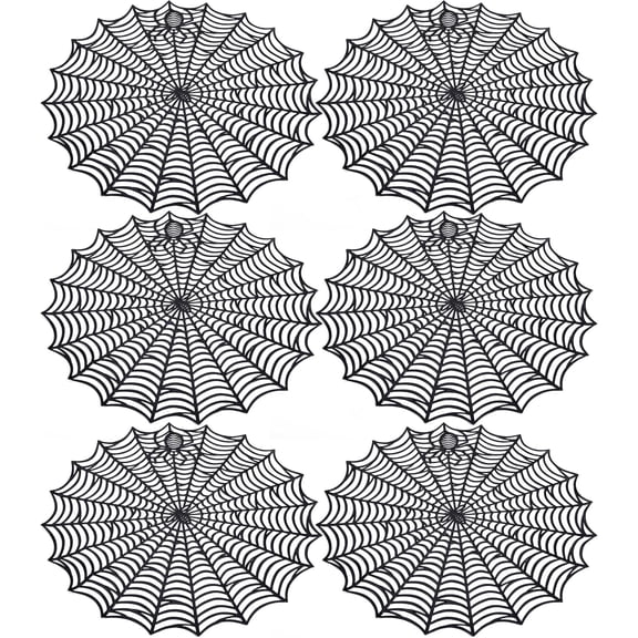 EBAOKUUP 6 Pcs Halloween Spider Web Placemats, 15" Heat Insulation Halloween Placemats Spider Web Table Mats, Hollow Out Spiderweb Coasters Placemat for Dining Table Party Decoration