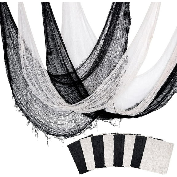 EBAOKUUP 8 Pack Halloween Creepy Cloth, 72 x 30 Inch Scary Spooky Fabric Cloth, Halloween Stretch Spider Web Weave Creepy Gauze for Party Haunted House Decor