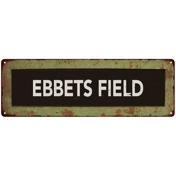 EBBETS FIELD Trollery Bus Roll Vintage Metal Sign 6x18 106180072013