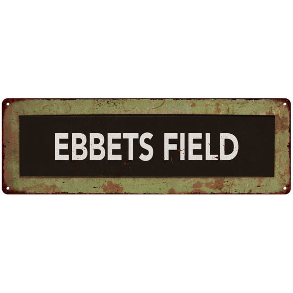 EBBETS FIELD Trollery Bus Roll Vintage Metal Sign 8x24 108240072013