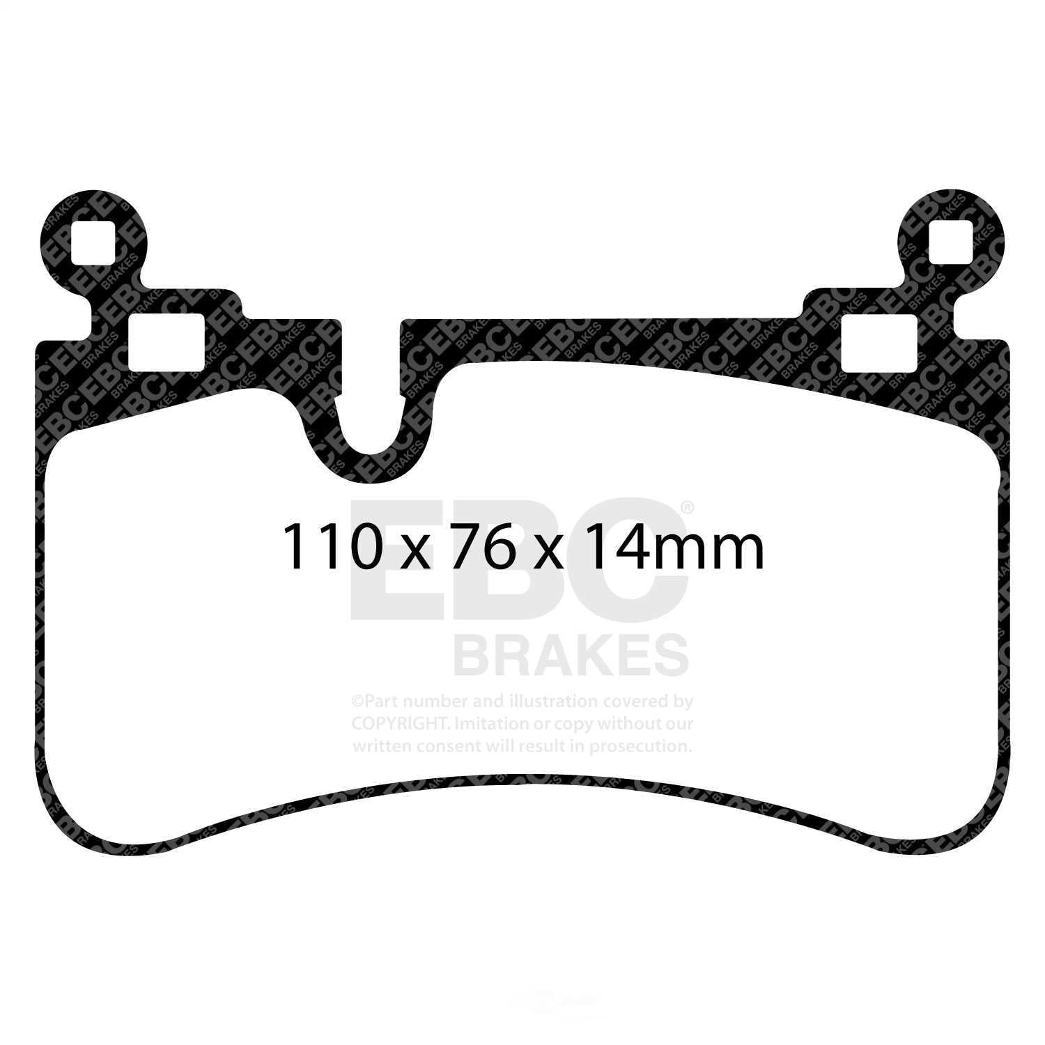 EBC Brakes DP31839C Redstuff Ceramic Low Dust Brake Pads, FMSI Pad No. D1373 Vented 330mm Dia. 57mm