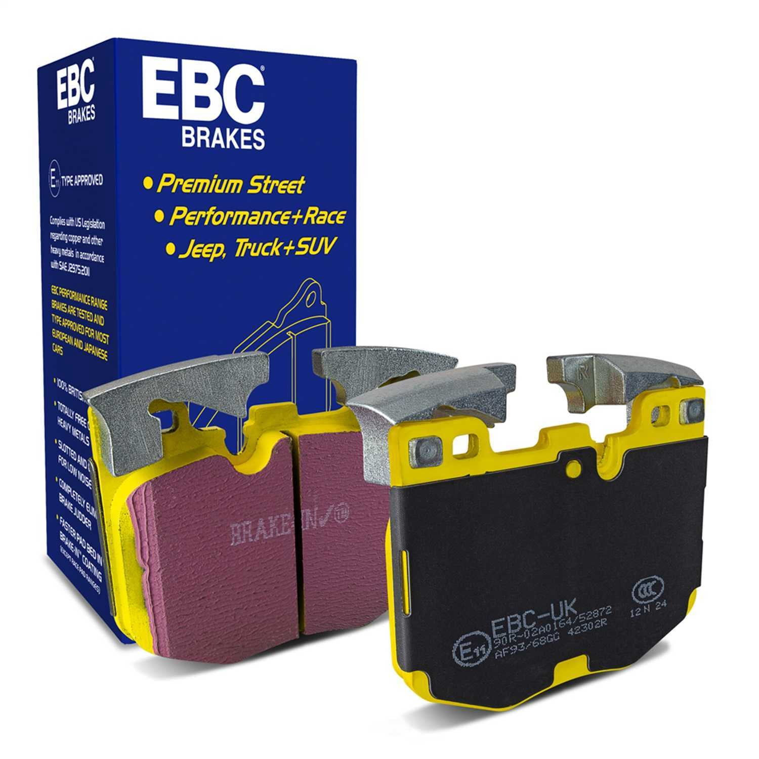 EBC Brakes DP42302R Yellowstuff Street And Track Brake Pads, FMSI Pad No. D1867 Vented 348mm Dia