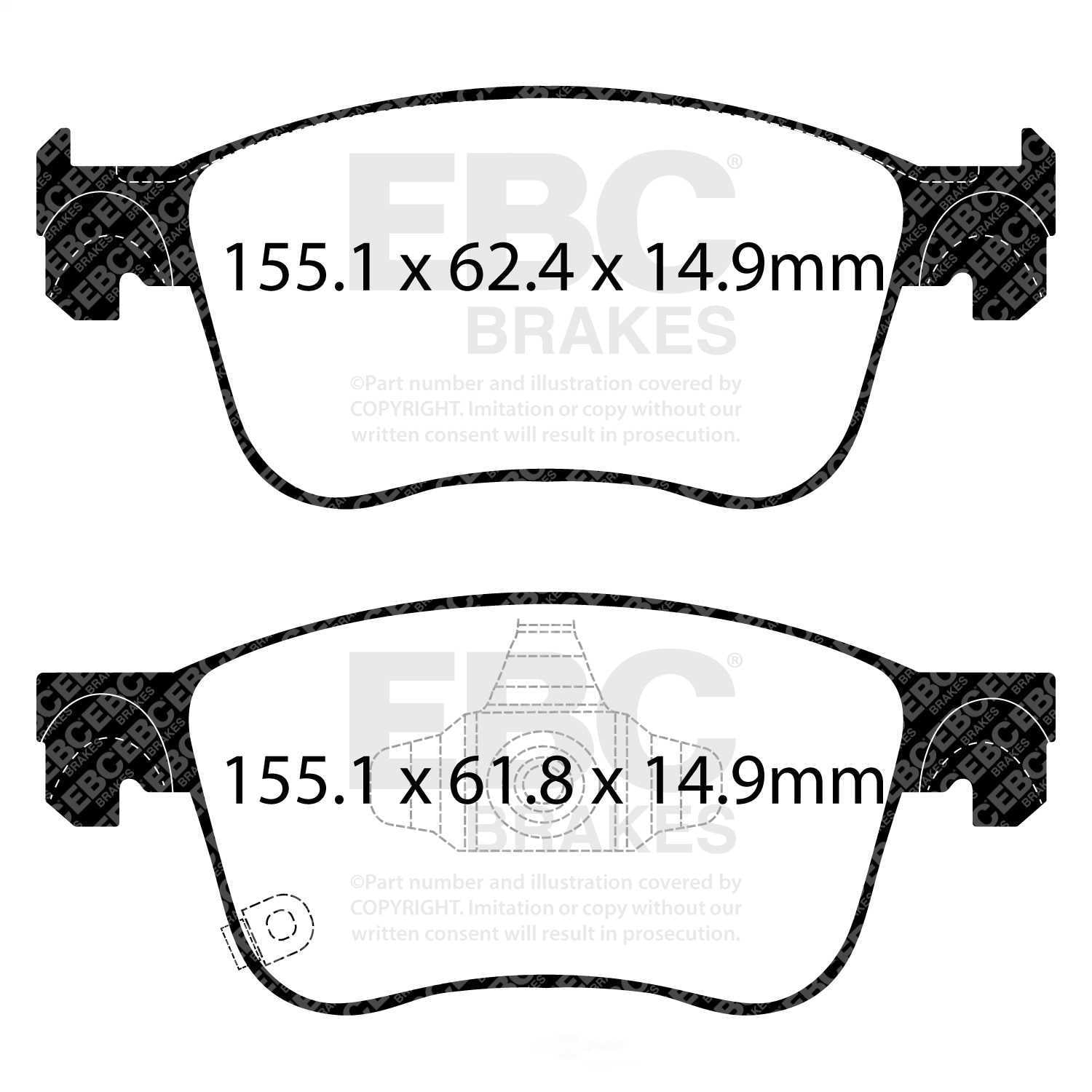 EBC Brakes DP43109R Yellowstuff Street And Track Brake Pads, FMSI Pad No. D2115 Vented 5 Bolt Holes