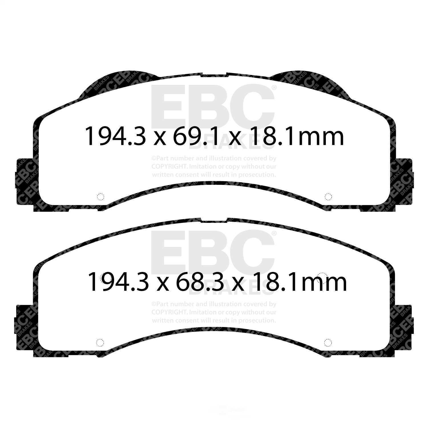 EBC Brakes Extra Duty Light Truck, Jeep and SUV Brake Pad Set Fits select: 2015-2020 FORD F150, 2021 FORD F150 RAPTOR
