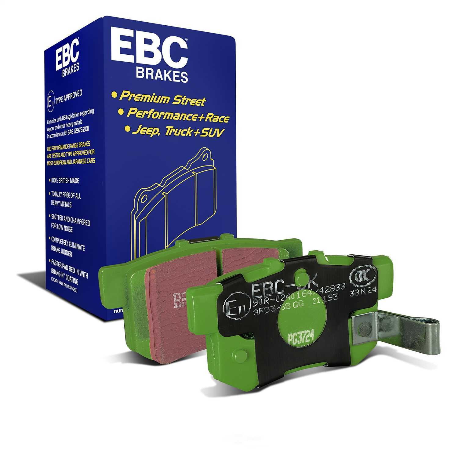 EBC Brakes DP21193 Greenstuff 2000 Series Sport Brake Pads, FMSI Pad No. D537 Pad Dimensions: 89 x