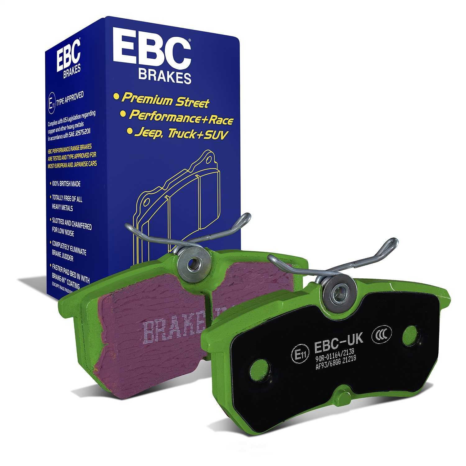 EBC Brakes DP21218 Greenstuff 2000 Series Sport Brake Pads, FMSI Pad No. D886 Solid 253mm Dia. 34mm
