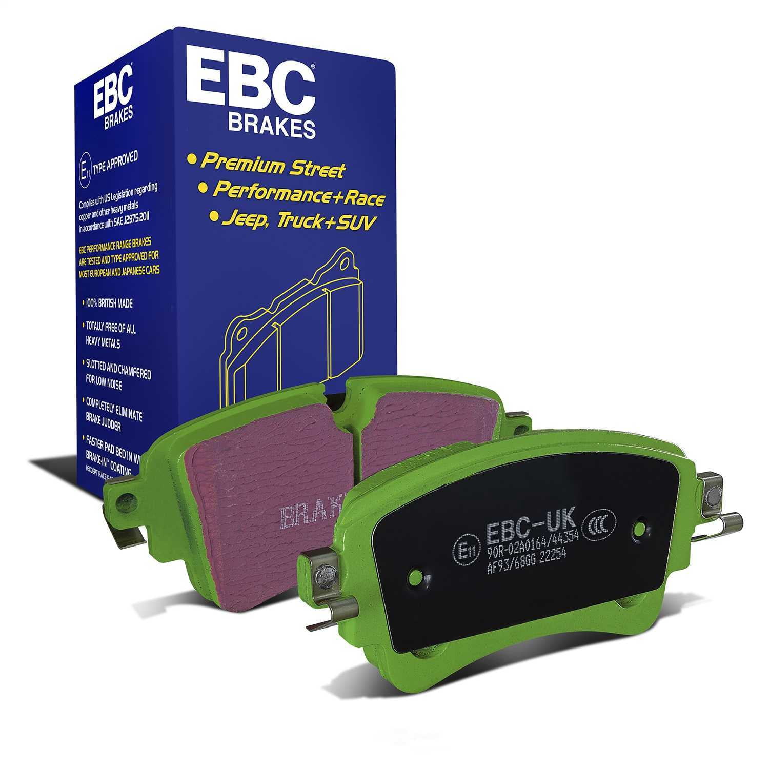 EBC Brakes DP22254 Greenstuff 2000 Series Sport Brake Pads, FMSI Pad No. D1898 Solid 300mm Dia