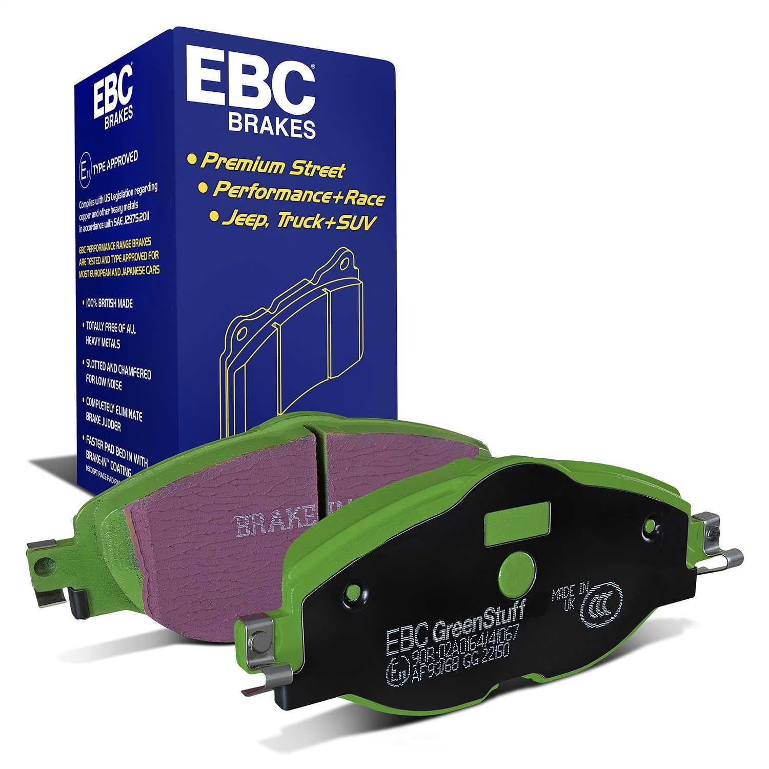 EBC Brakes DP22150 Greenstuff 2000 Series Sport Brake Pads, FMSI Pad No. D1760 Vented 288mm Dia