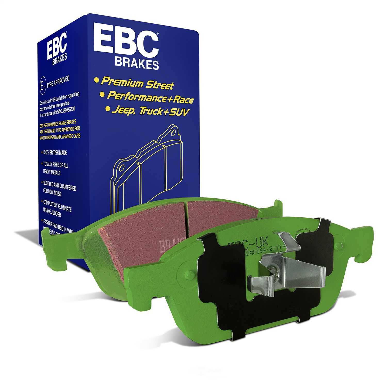 EBC Brakes DP22145 Greenstuff 2000 Series Sport Brake Pads, FMSI Pad No. D1668 Pad Dimensions: 180