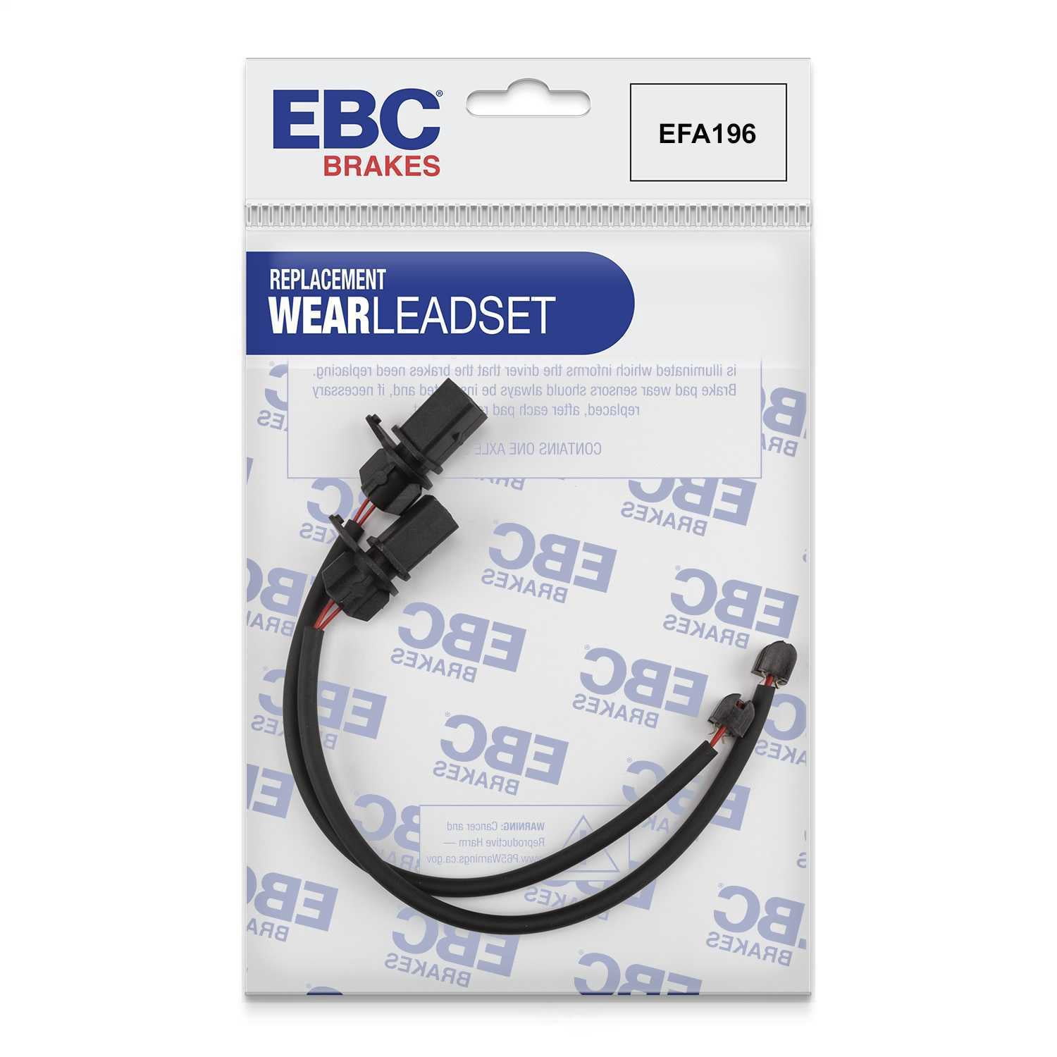 EBC Brakes EFA196 Brake Wear Lead Sensor Kit, For FMSI Pad No. D1663 Vented 5 Bolt Holes 345mm Dia