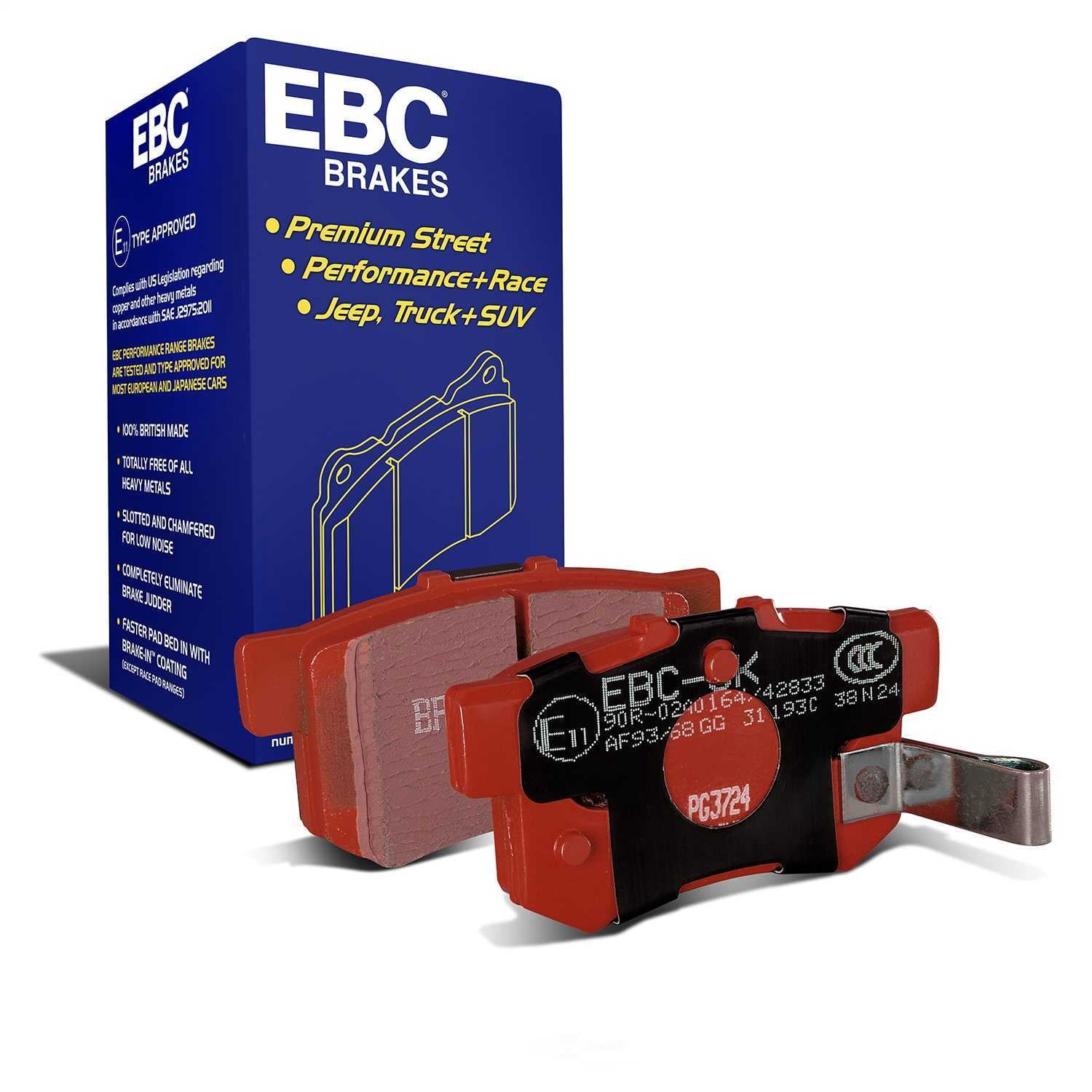 EBC Brakes Redstuff Premium Fast Street Pad For All Engine Sizes Fits select: 2002-2015 HONDA CIVIC, 1990-2007 HONDA ACCORD
