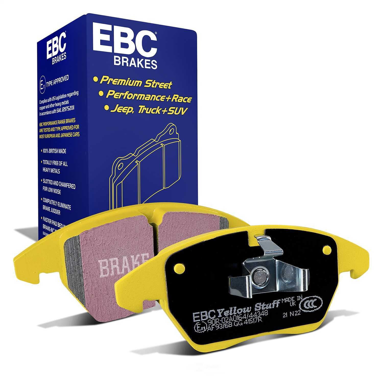 EBC Brakes Yellowstuff 4000 Series Street and Track Brake Pad Set Fits select: 2005-2007,2009-2018 VOLKSWAGEN JETTA