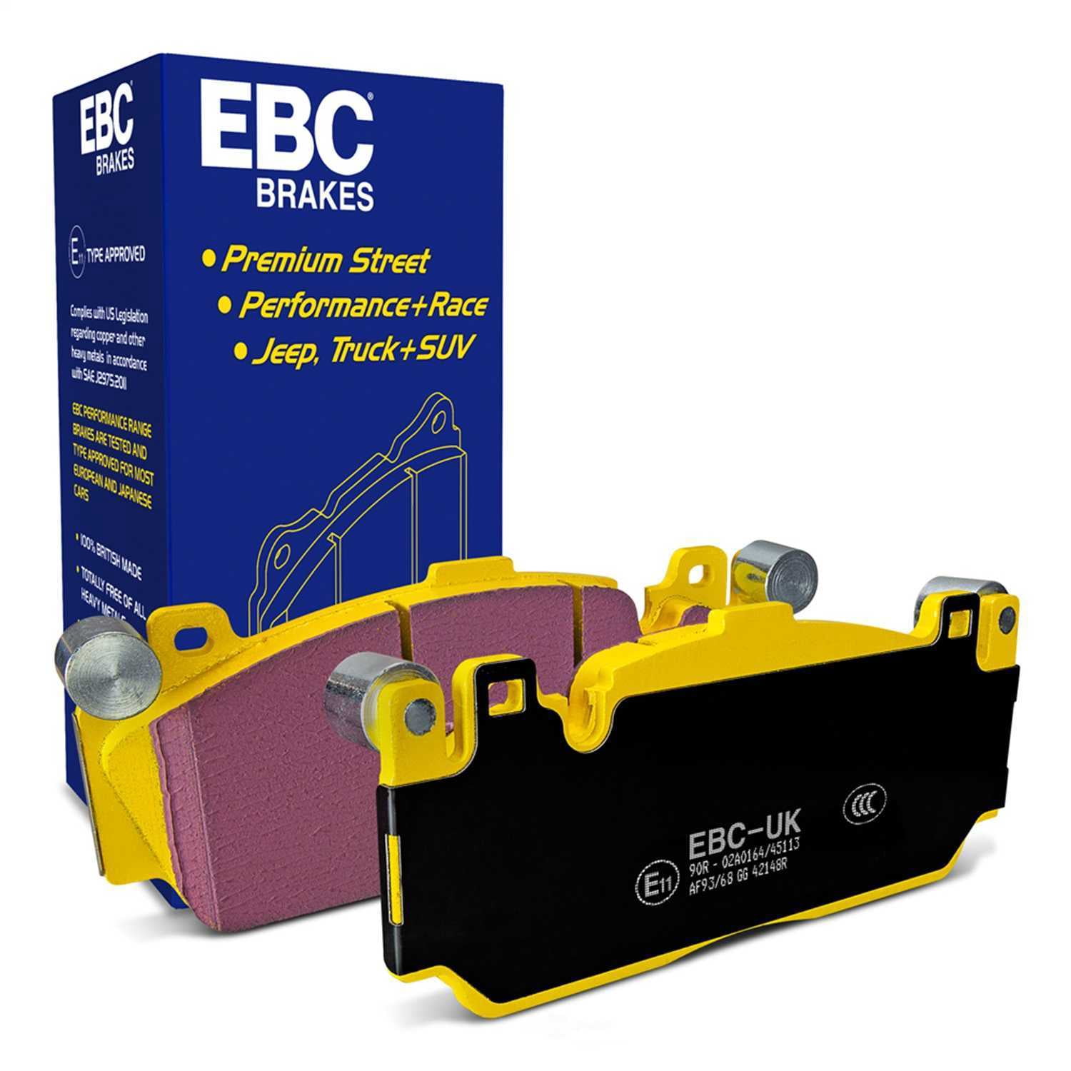 EBC Brakes Yellowstuff 4000 Series Street and Track Brake Pad Set Fits select: 2018-2021 BMW M2, 2013-2016 BMW M5