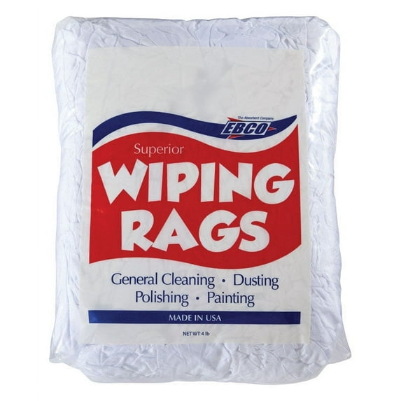 EBCO 77-4P Superior Wiping Rags, White, 4 lb