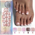 thumbnail image 1 of EBCUE 120 Pcs Ombre Press on Toenails Short Square Fake Toenail with Glue Tabs,French Toe Nails Press ons Gradient Natural Acrylic False Toenails Tip Artificial Toe Nails for Women Manicure 11 Size, 1 of 6