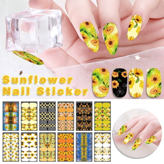EBCUE 14 Pcs SunflowerNail Stickers for Nail Art 3D Embossing Daisy Self-Adhesive Flower Nail Decals, Butterfly Nail Supplies Nail Art Design Accessories for Women and Girls Manicure DIY Decoration