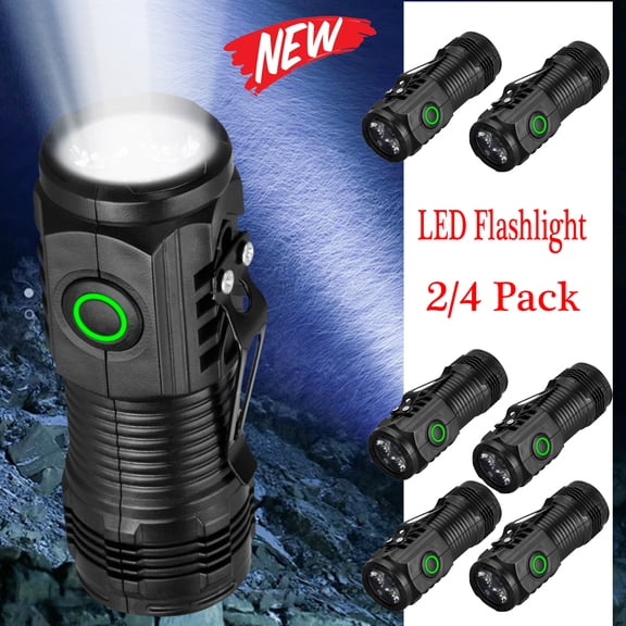 EBCUE 2 Pcs Compact LED Flashlight with 3 Brightness Levels Waterproof Durable ABS Handheld Light with Pocket Clip for Camping Hiking Emergency and Outdoor Use Gifts for Men,Father