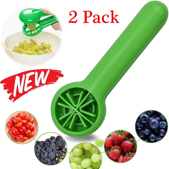 EBCUE 2 Pcs Fruit Slicer Grape Cutter Slicer 2026 Upgrade Grape Cutter Tool Grape Tomato Cherry Strawberry Cutter Tools Into for Vegetable Fruit Salad Quarter Grape Slicer Kitchen Gadget Green