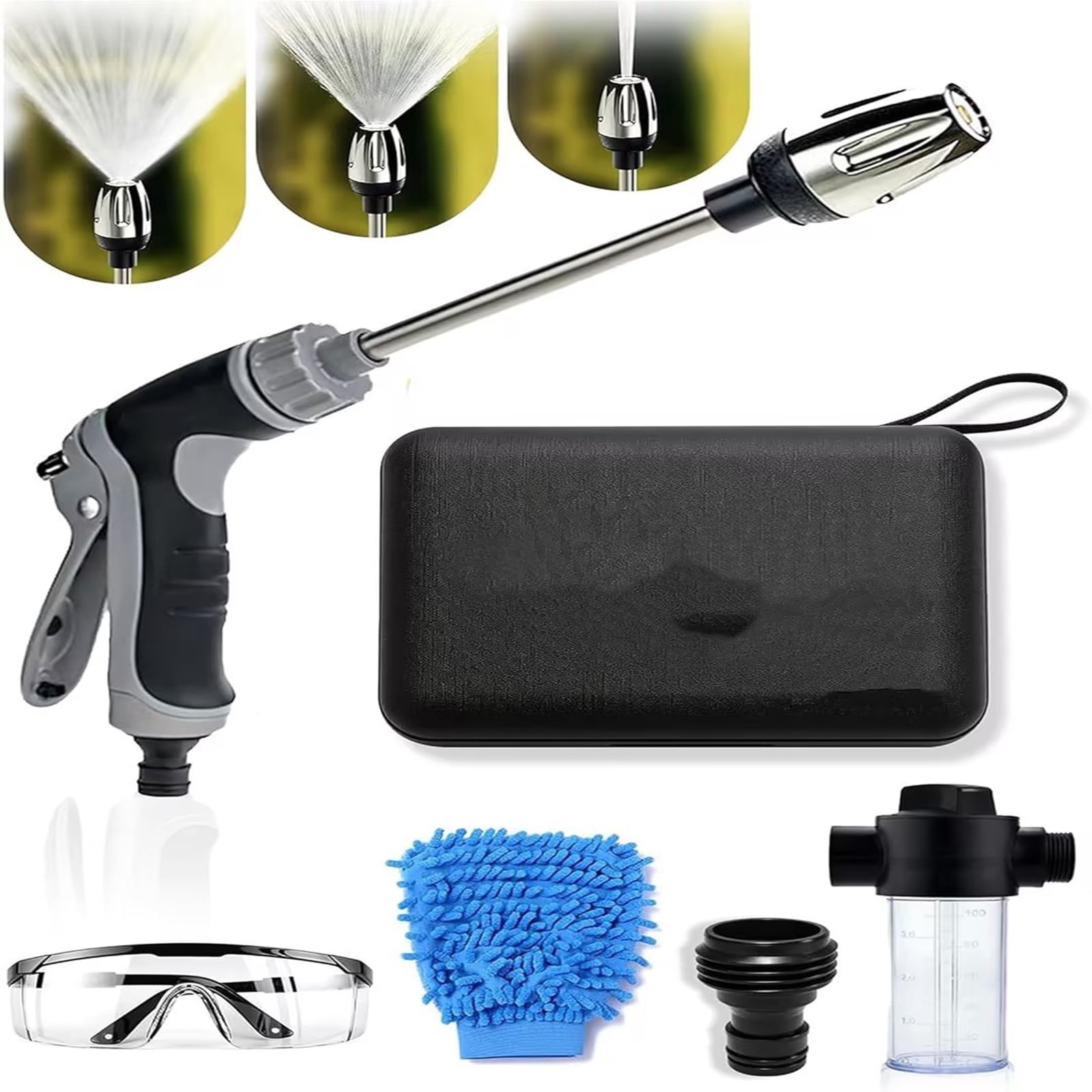 EBCUE 2026 Upgrade Turn Any Hose into a High Pressure Water Cleaning Jet, Power Jet Washer with High Pressure Hose Nozzle, Multi Function Lawn & Garden Watering Sprayer for Yard Car