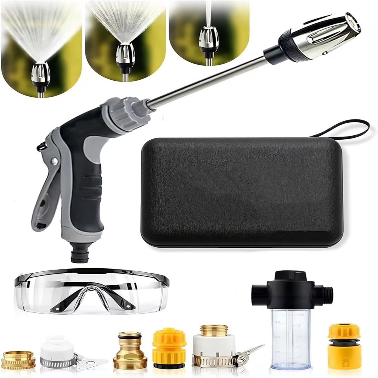 EBCUE 2026 Upgrade Turn Any Hose into a High Pressure Water Cleaning Jet, Power Jet Washer with High Pressure Hose Nozzle, Multi Function Lawn & Garden Watering Sprayer for Yard Car