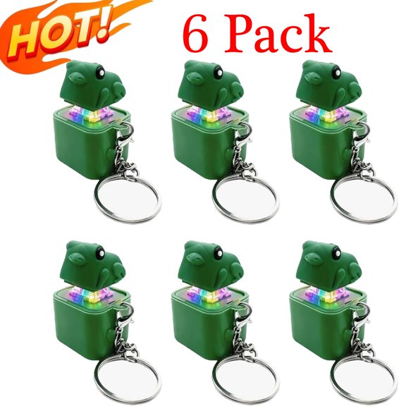 EBCUE 6 Pcs Frog Keychain with Sound, Frog Noise Maker, Rechargeable Keyboard Clicker with LED Lights Stress Relief Sensory Toy for Adults Anxiety Relief